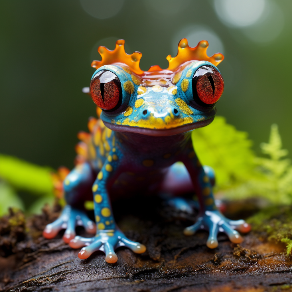 Cute colorful baby frog salamander kobold