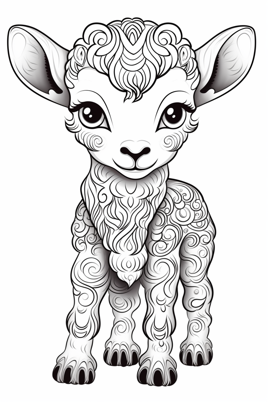 Baby Goat Mandala Coloring Page