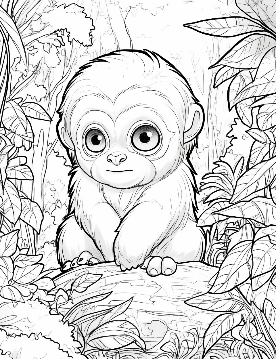 Cute baby gorilla in chibi style