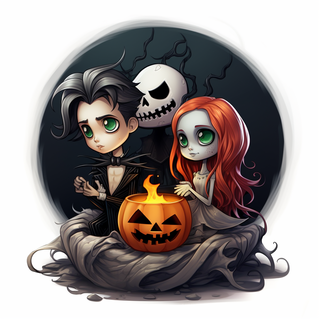 Cute 3D Baby Jack and Sally Chibi