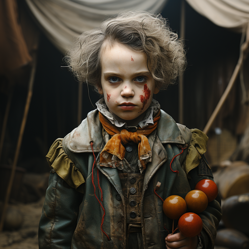 Adorable baby Joker in a lost circus