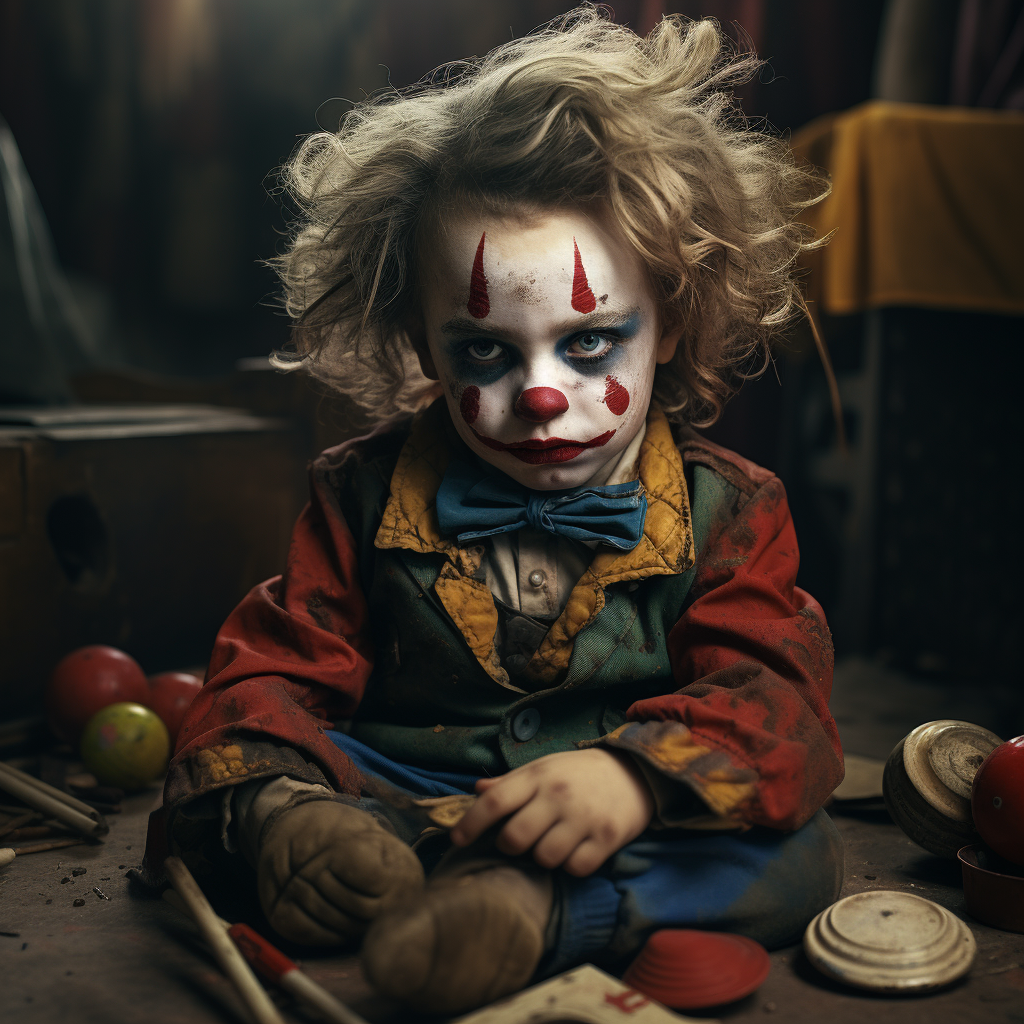 Adorable baby joker in lost circus