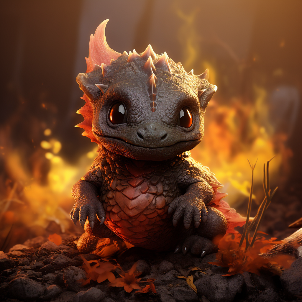 Cute baby lava wyrm digital art