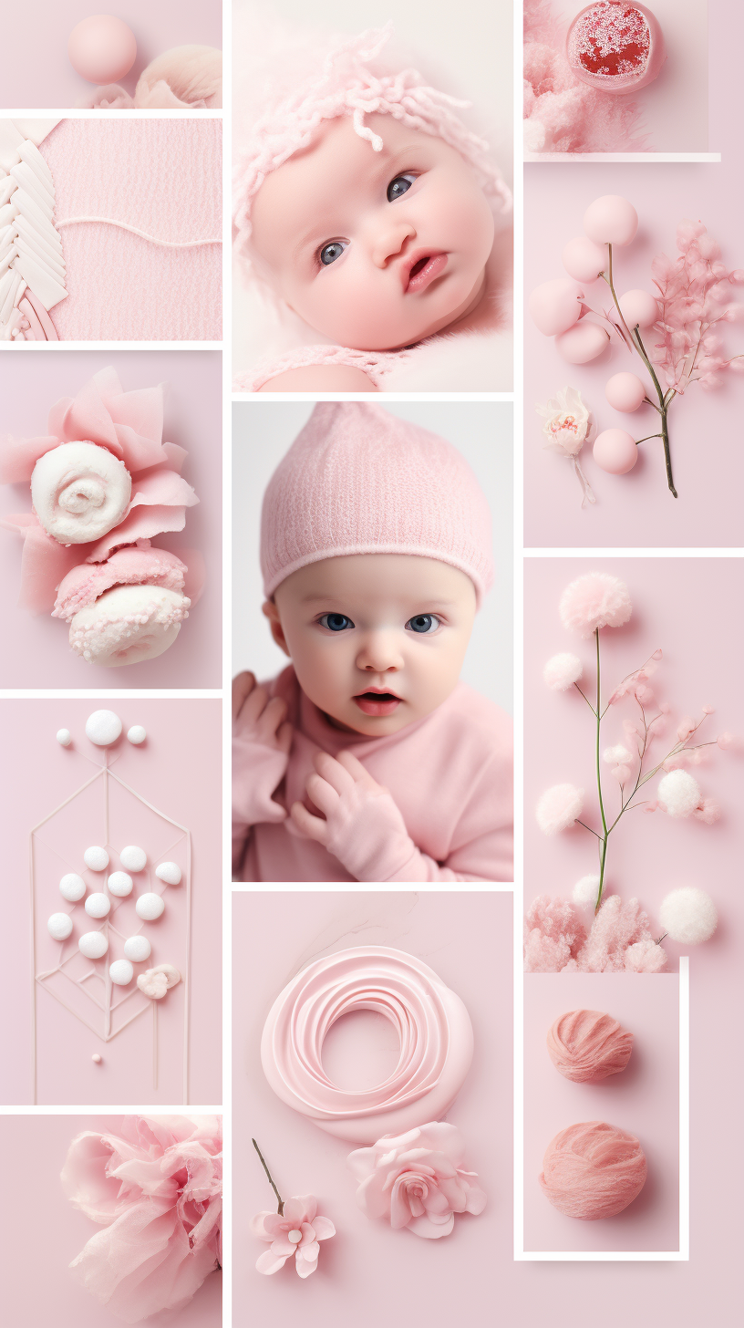 Adorable baby pink photo collage