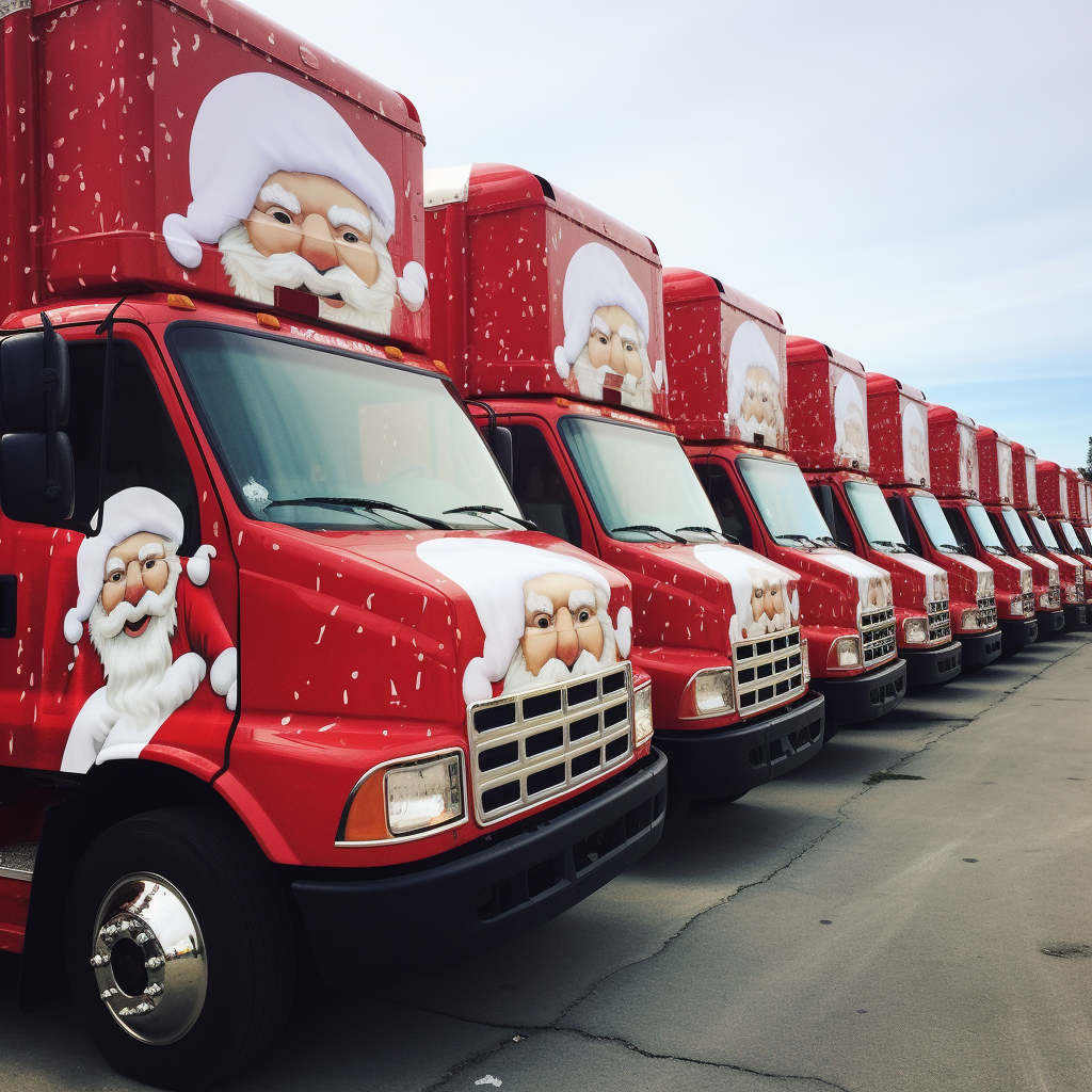 Group of cute baby Santas waiting for food