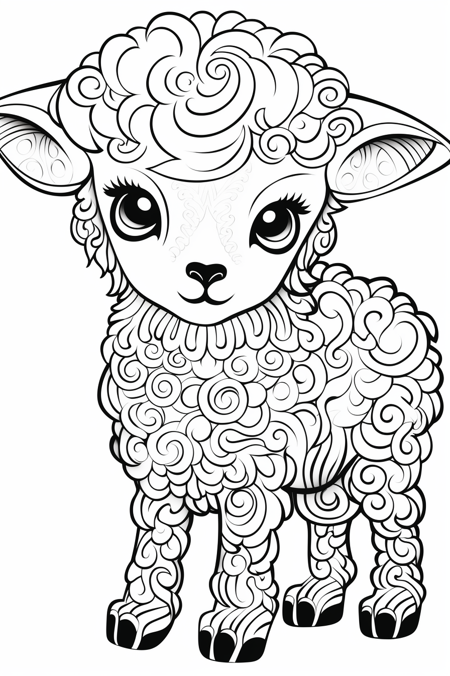 Cute baby sheep mandala coloring page