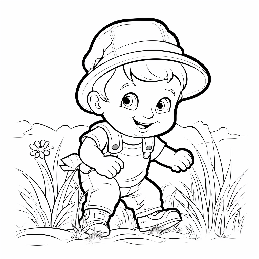 Baby Sneak in Grass Cartoon