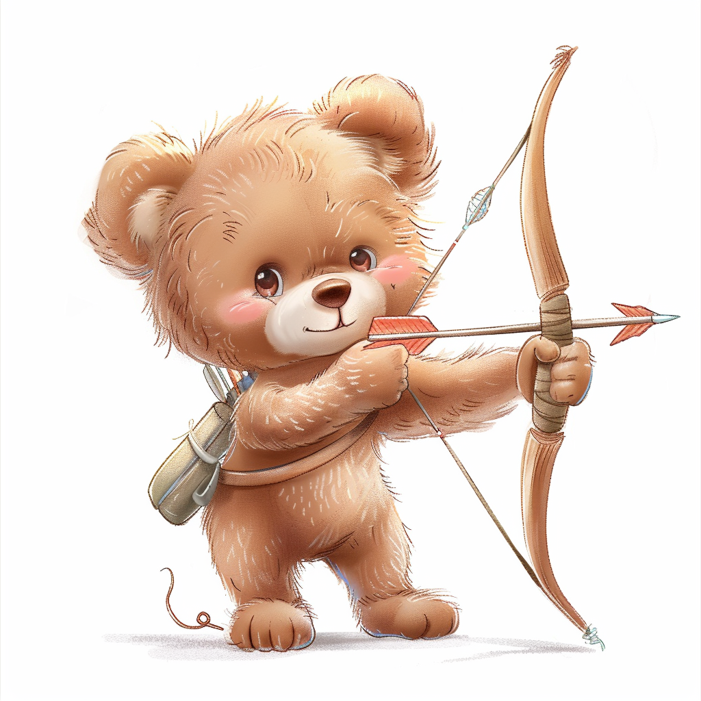 Smiling Teddy Bear Holding Arrow