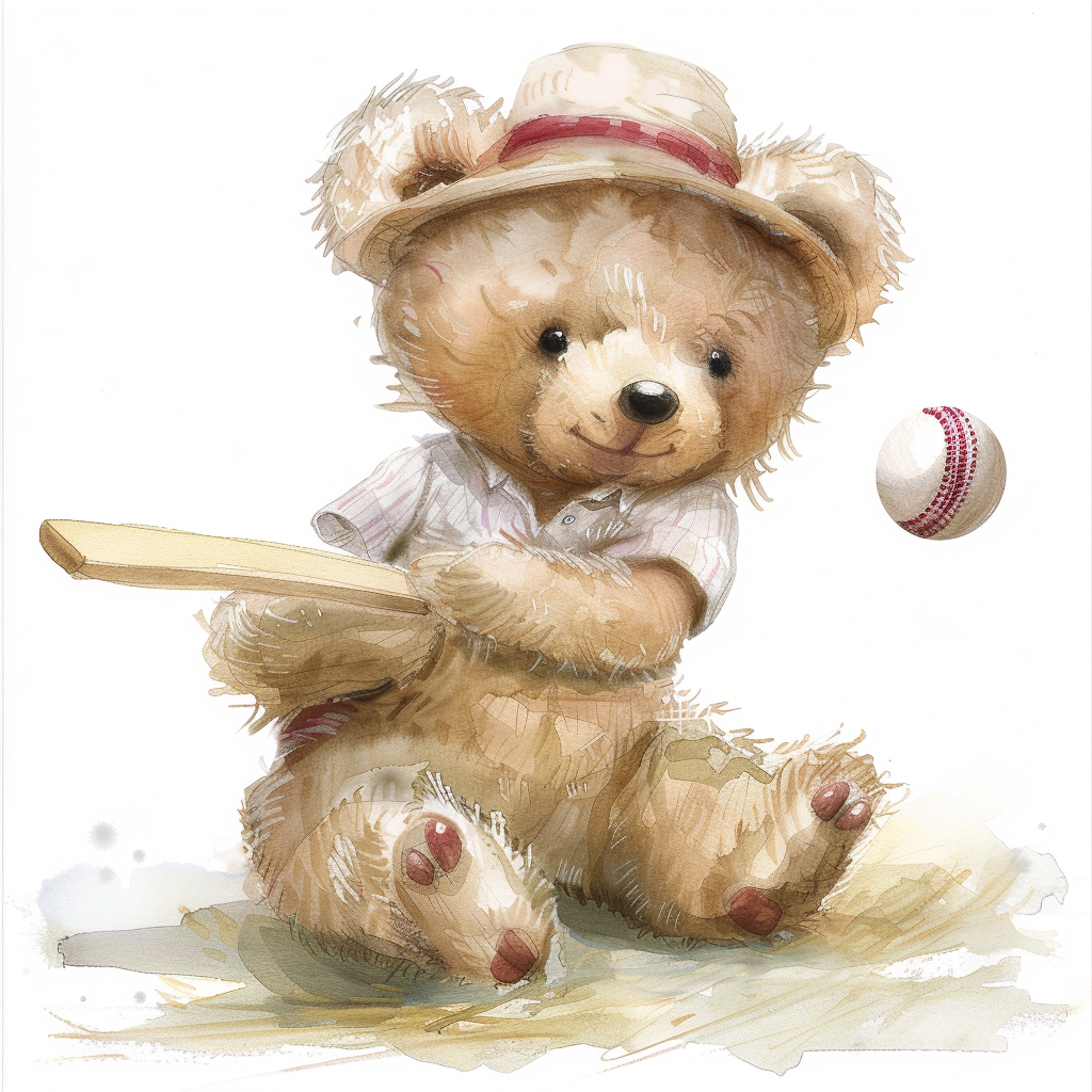 Smiling Teddy Bear Cricket Clipart