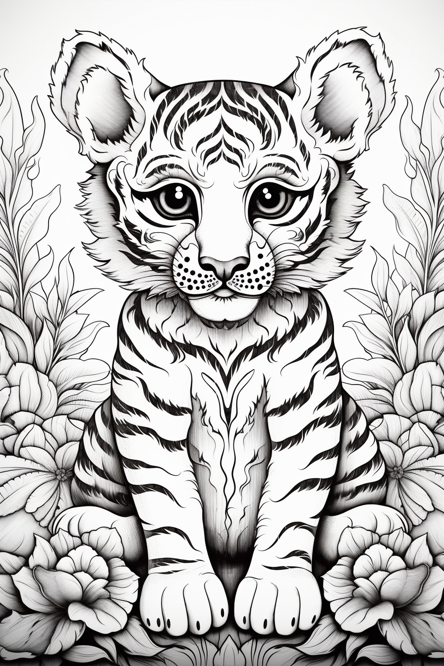 Colorful Baby Tiger Mandala Art