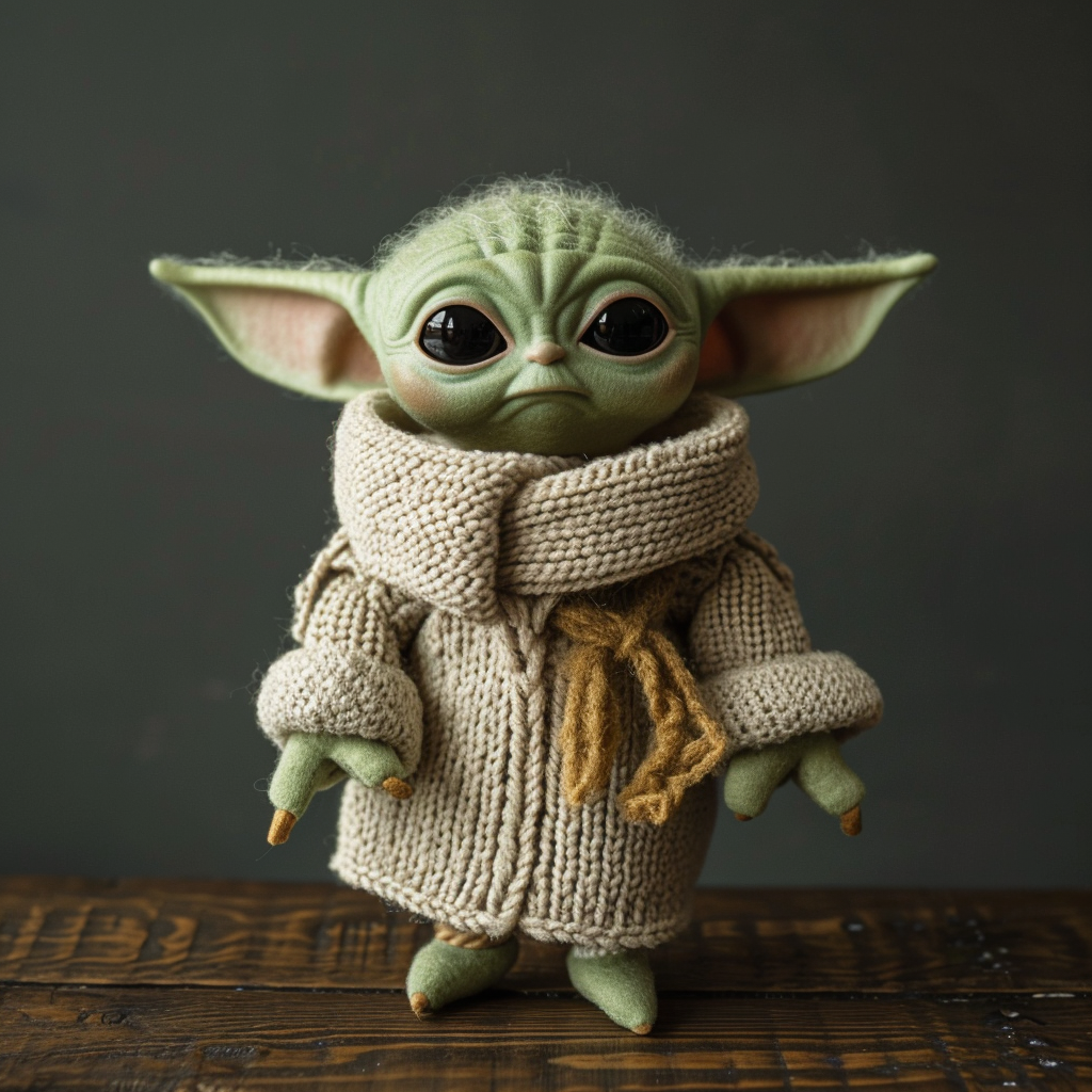 Baby Yoda knitted doll image