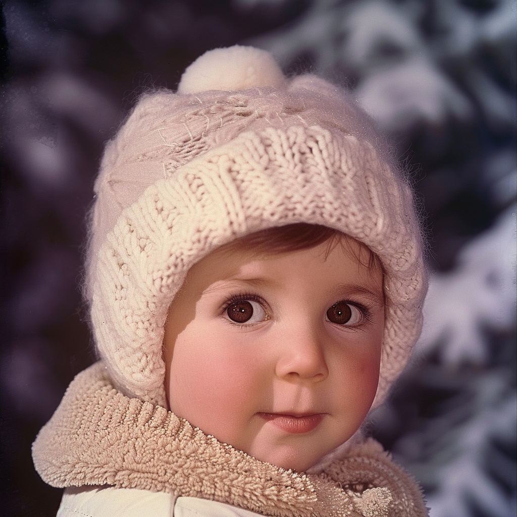 Portrait of Baby Coy Ann Richardson in Winter Backyard