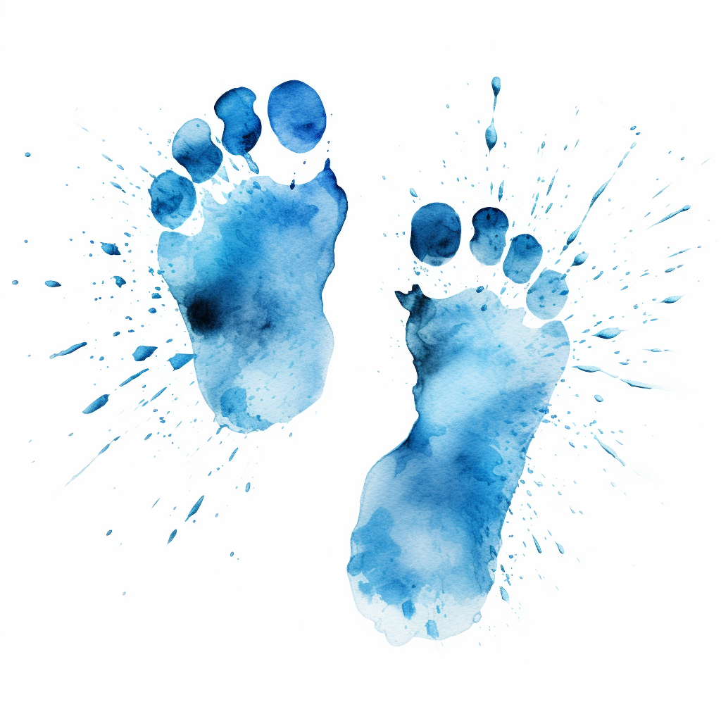 Cute baby footprint on white background