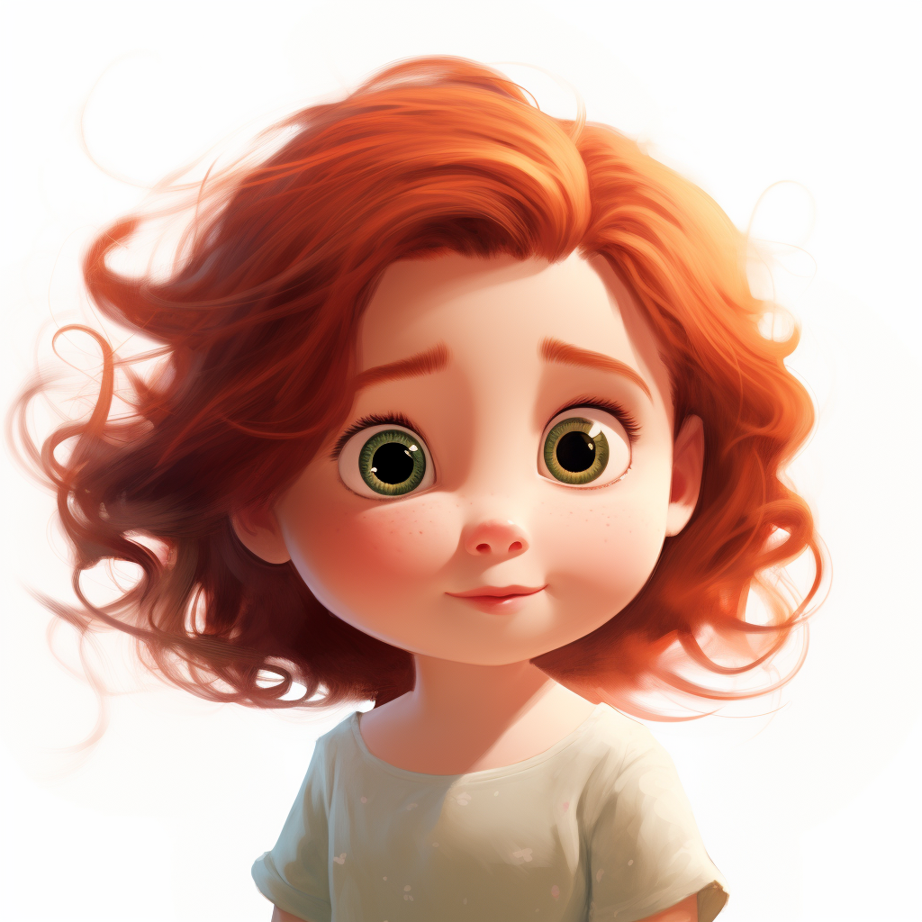 Cute baby girl with ginger hair and Pixar theme