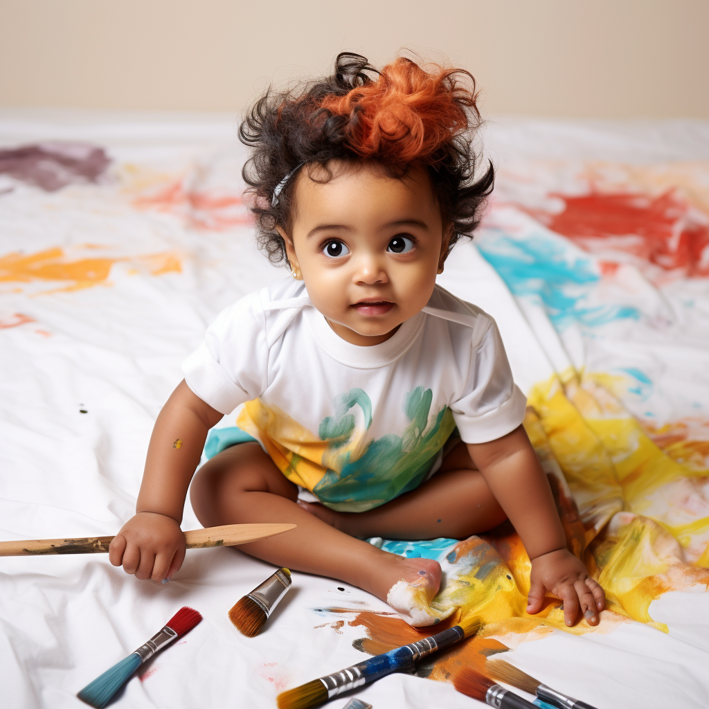 Cute baby Indian girl painting ?