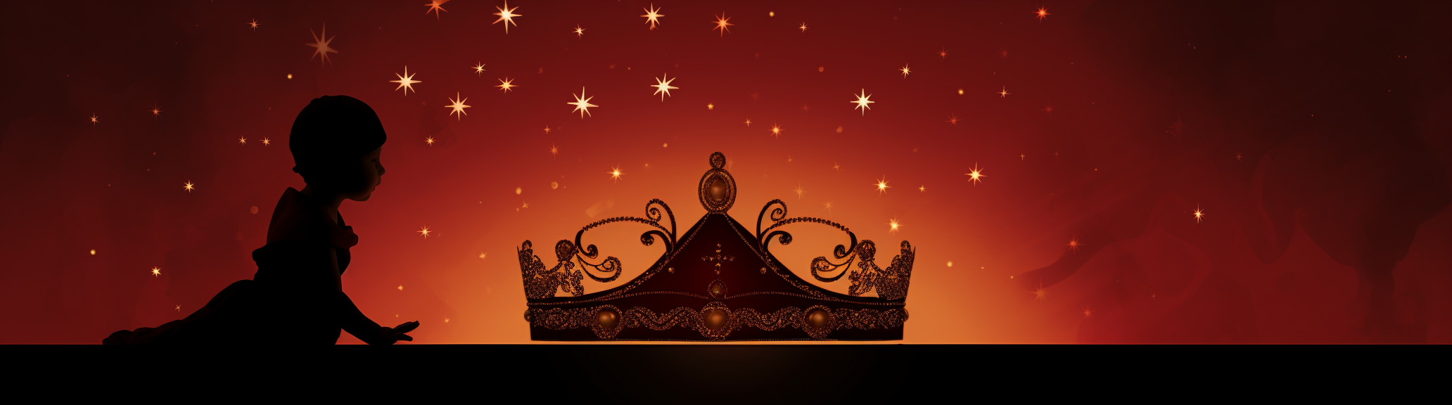 Silhouette of Baby in Manger with Crown