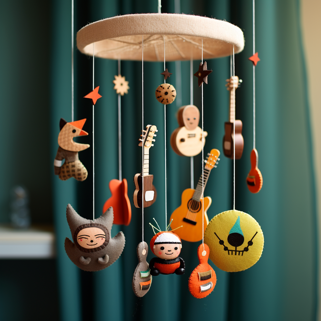 Colorful Baby Mobile with Rock and Roll Instruments