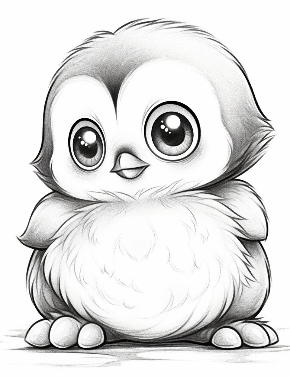 Baby Penguin Chibi with Large Eyes