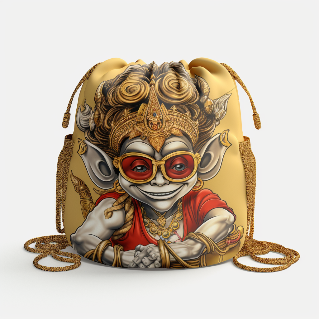 Baby wearing Cambodian Hanuman mask and accessories