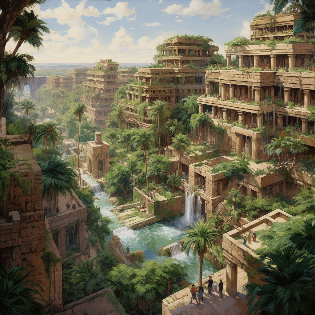 Bird's eye view of Babylon's Hanging Gardens