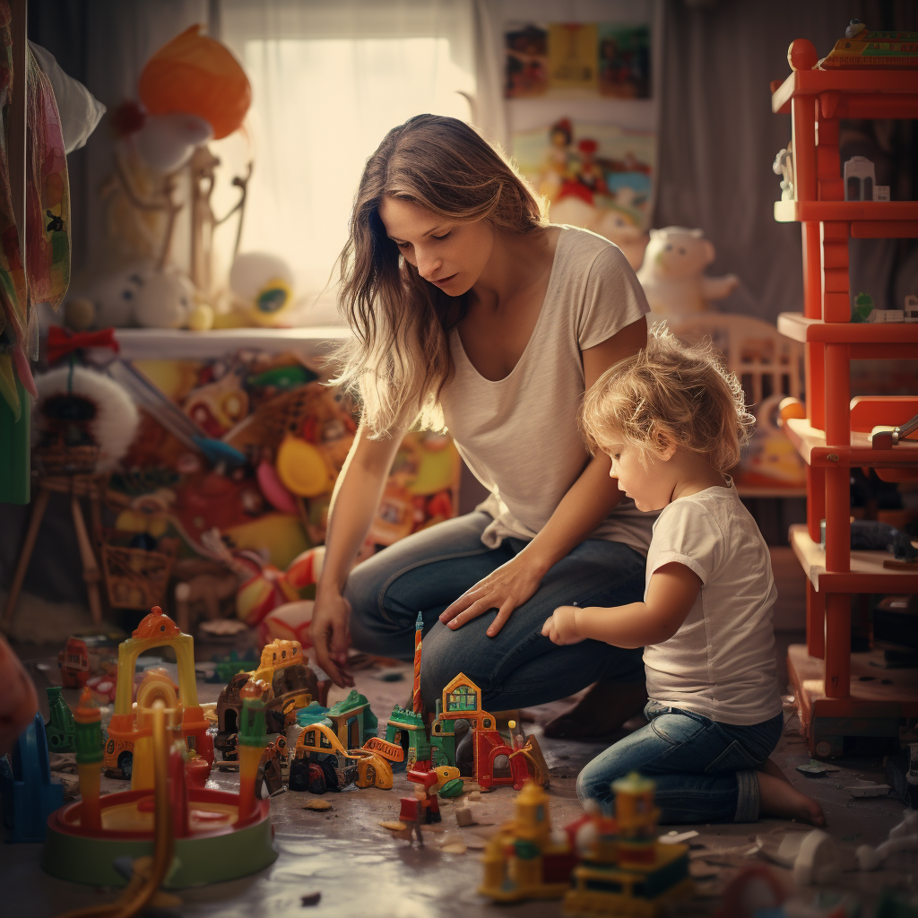 Babysitter with Child in Playroom