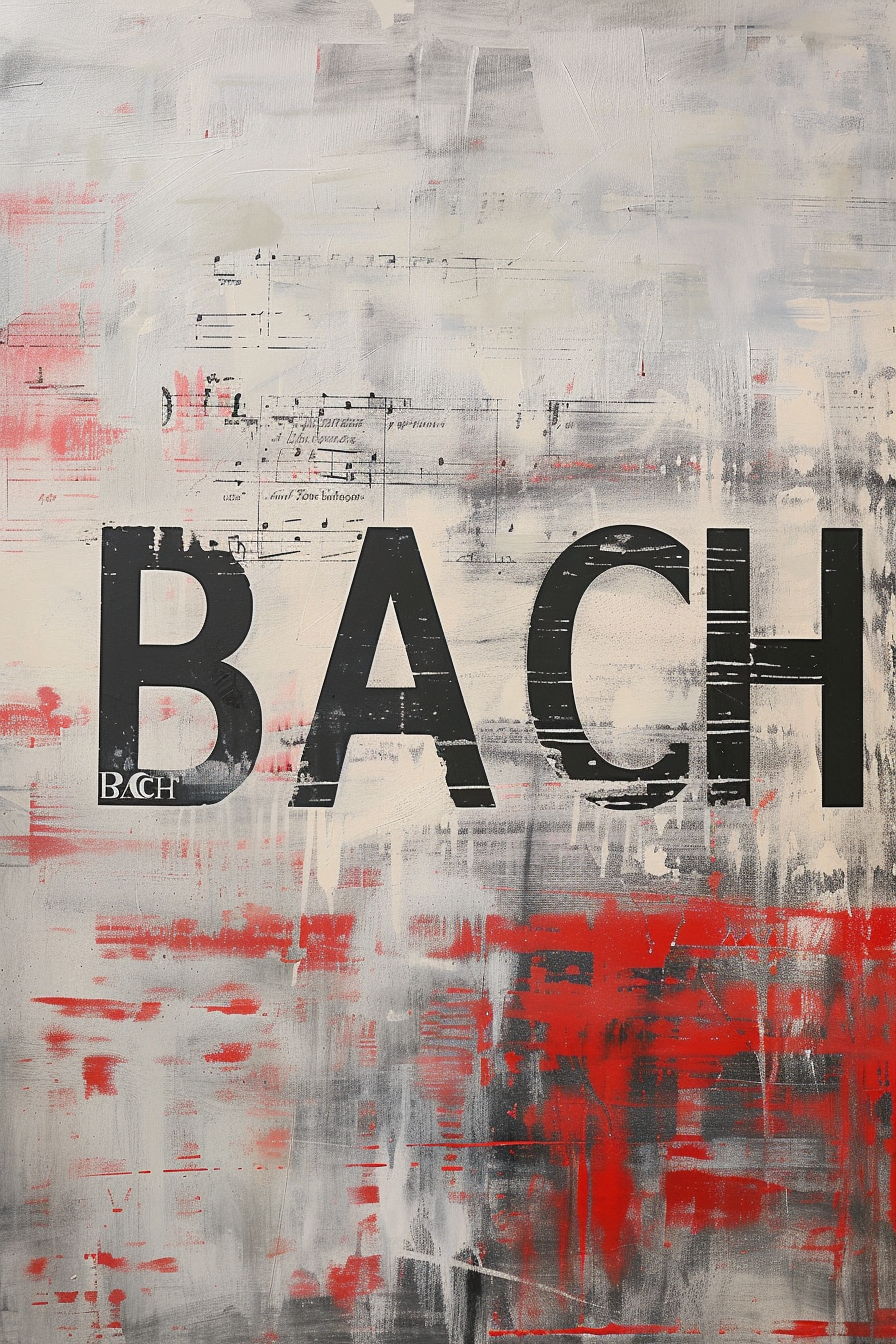 Typographic painting with  BACH  word