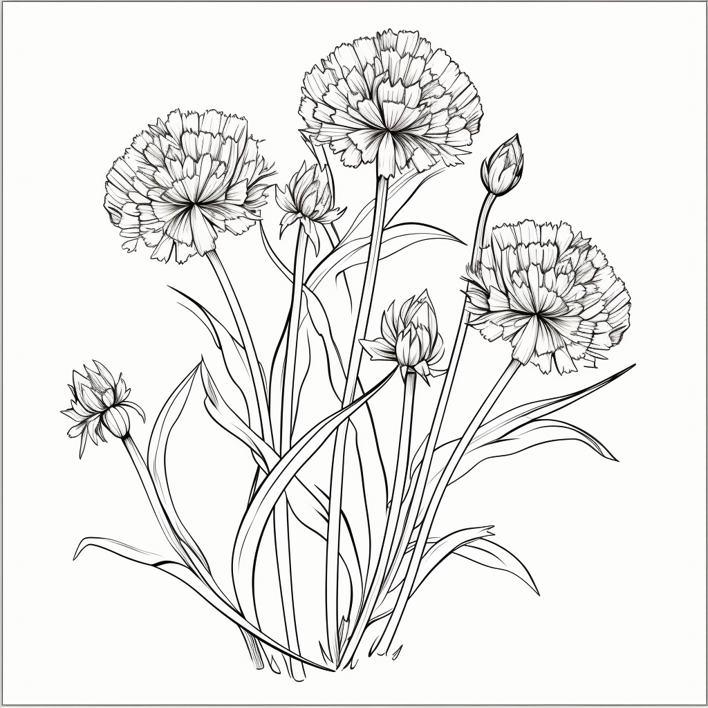 Bachelor Button Botanical Drawings