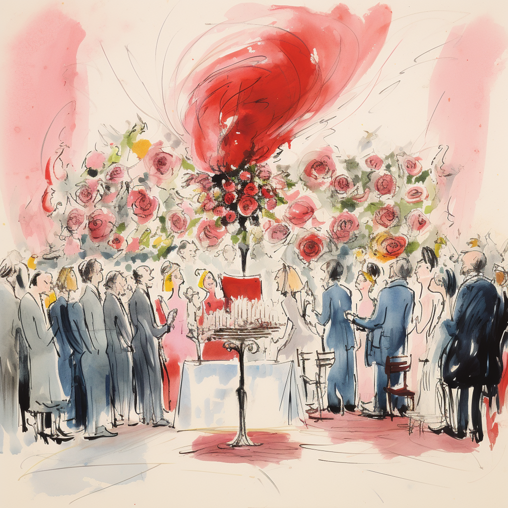 Illustration of a rose ceremony on The Bachelorette