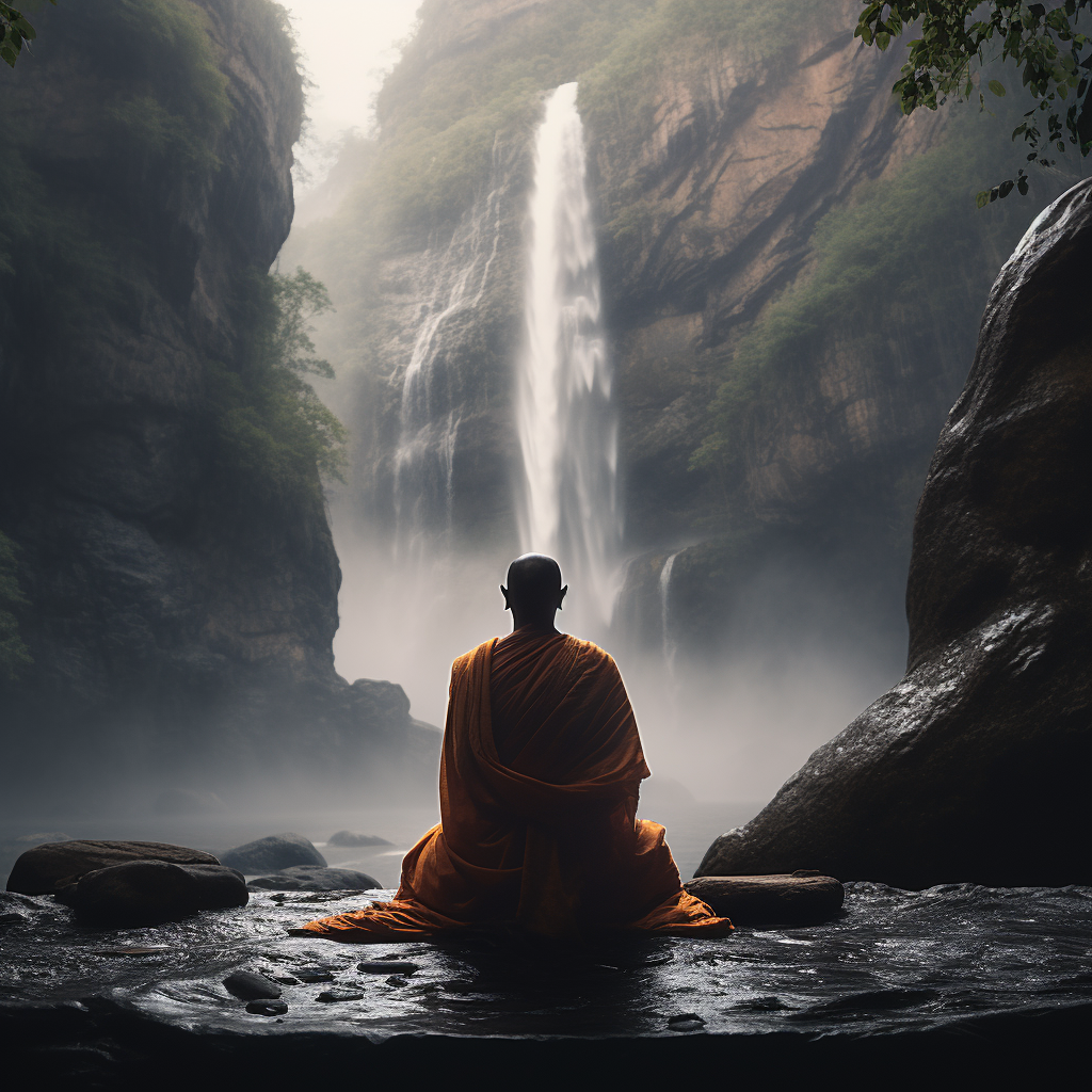 Buddhist monk meditating