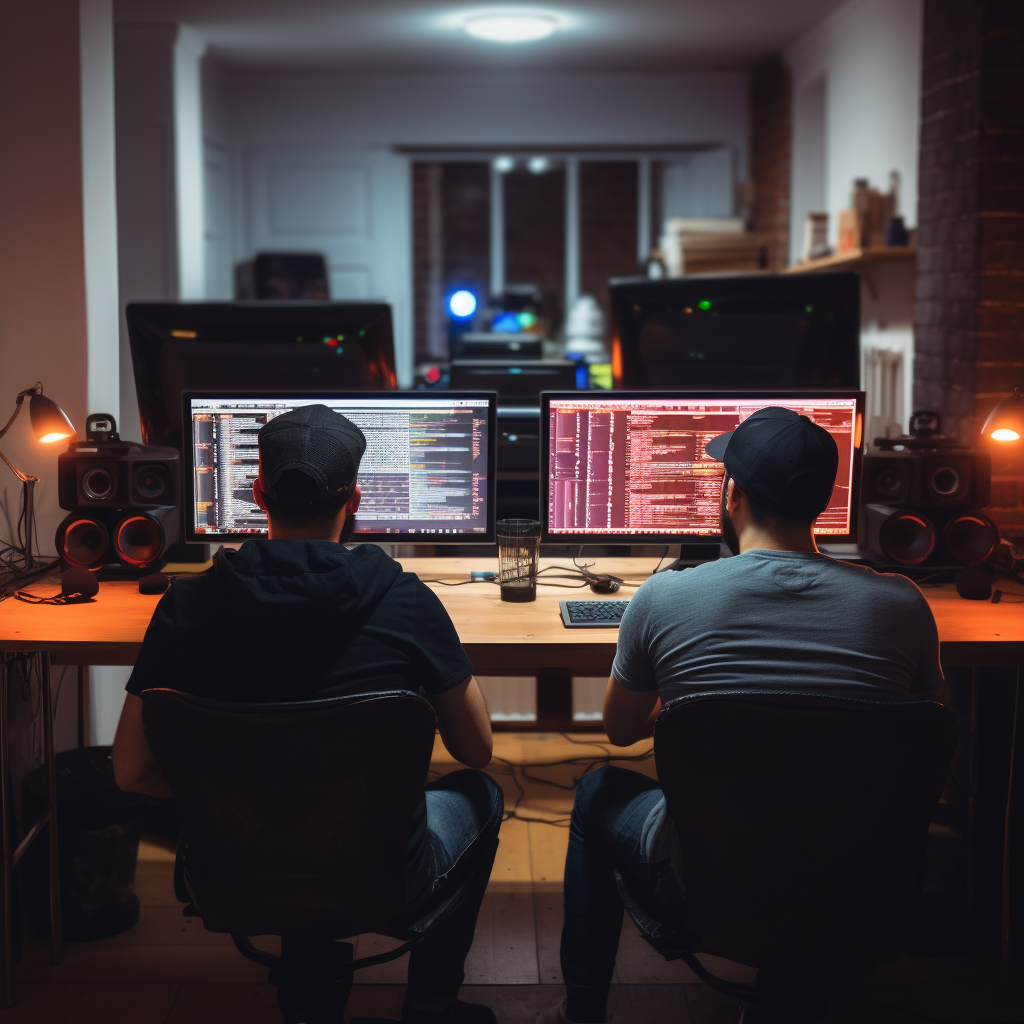 Two developers working on computer