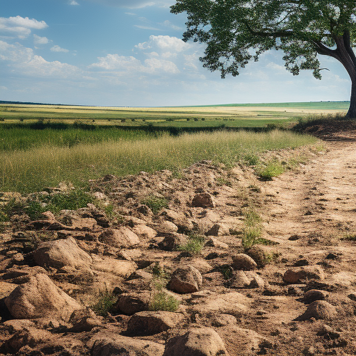 Tranquil summer scene with tree and blue sky