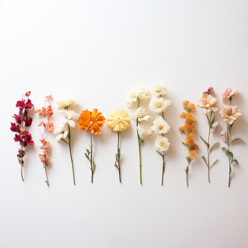 Backlit white flowers on white background