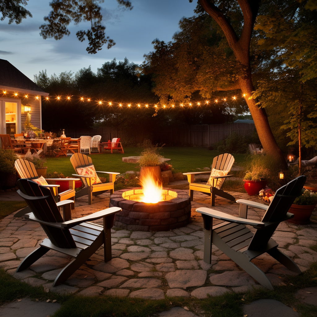 Outdoor seating around a fire pit