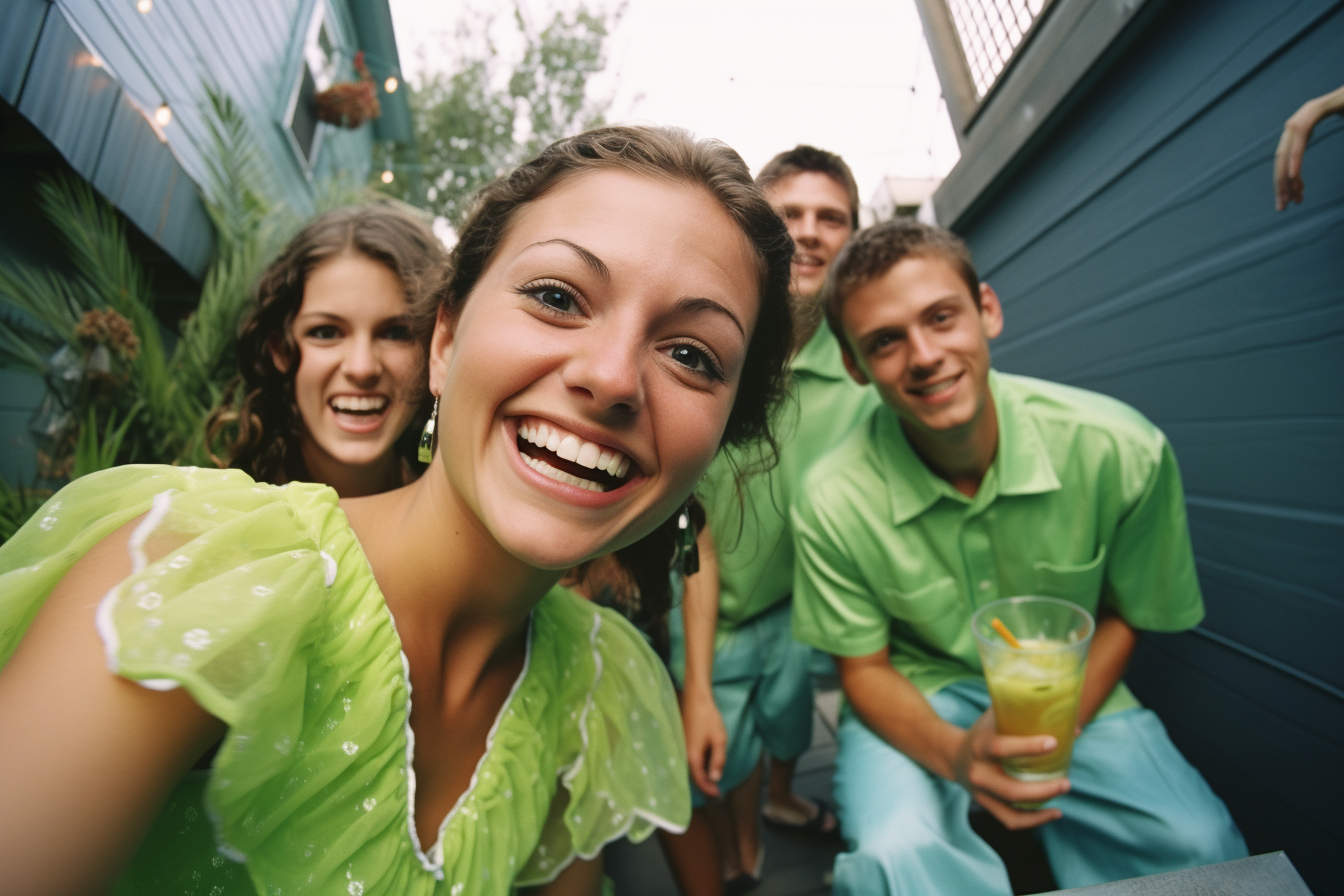 Friends enjoying backyard patio party