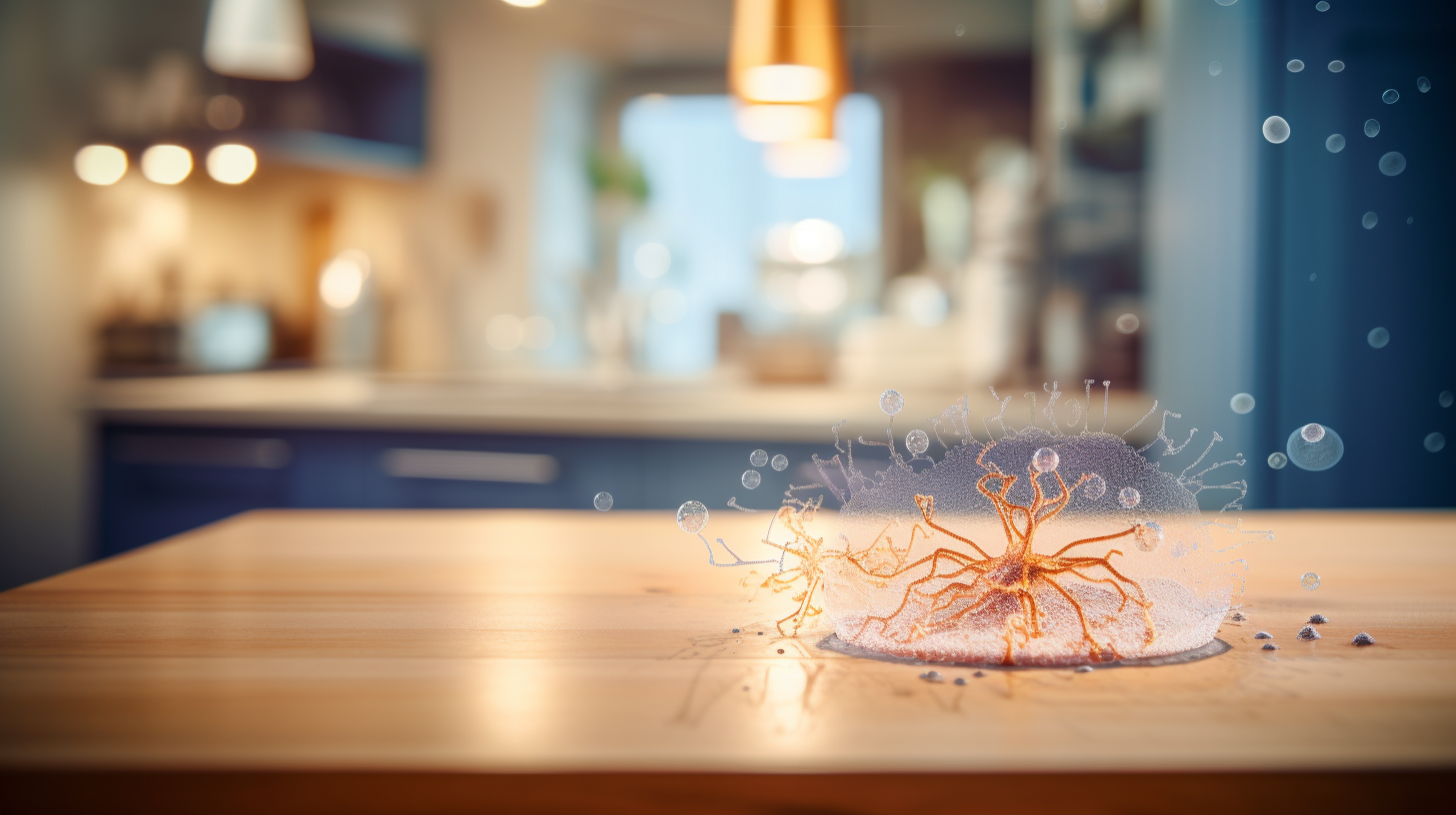 Small bacteria on kitchen table