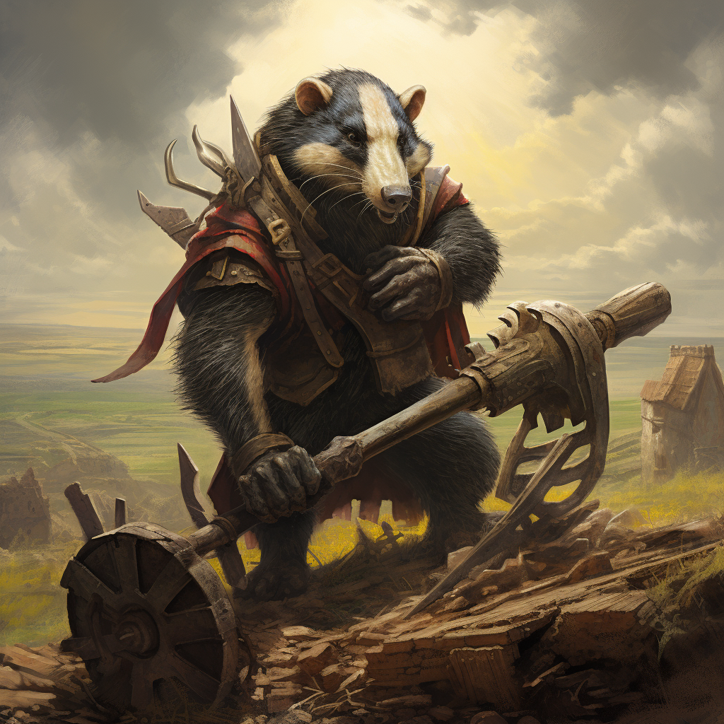 Cunning badger operating a catapult