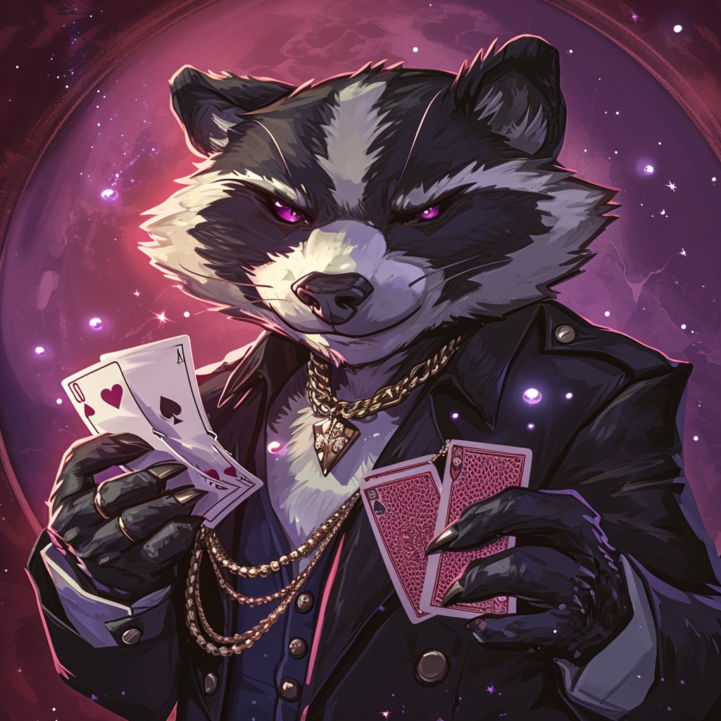 Badger Snake with Playing Cards in Nebula