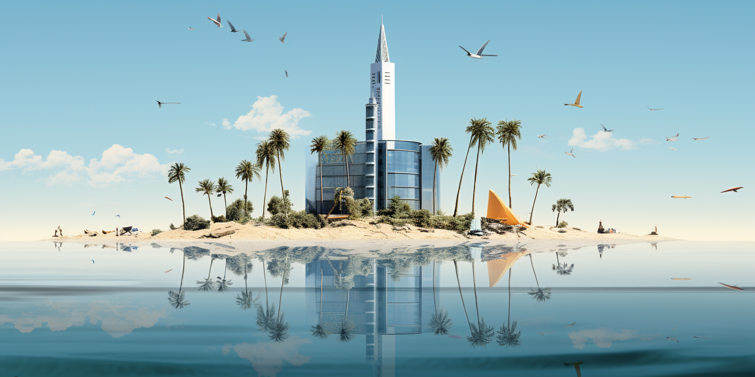 Photorealistic Bahrain World Trade Center Seaside Poster