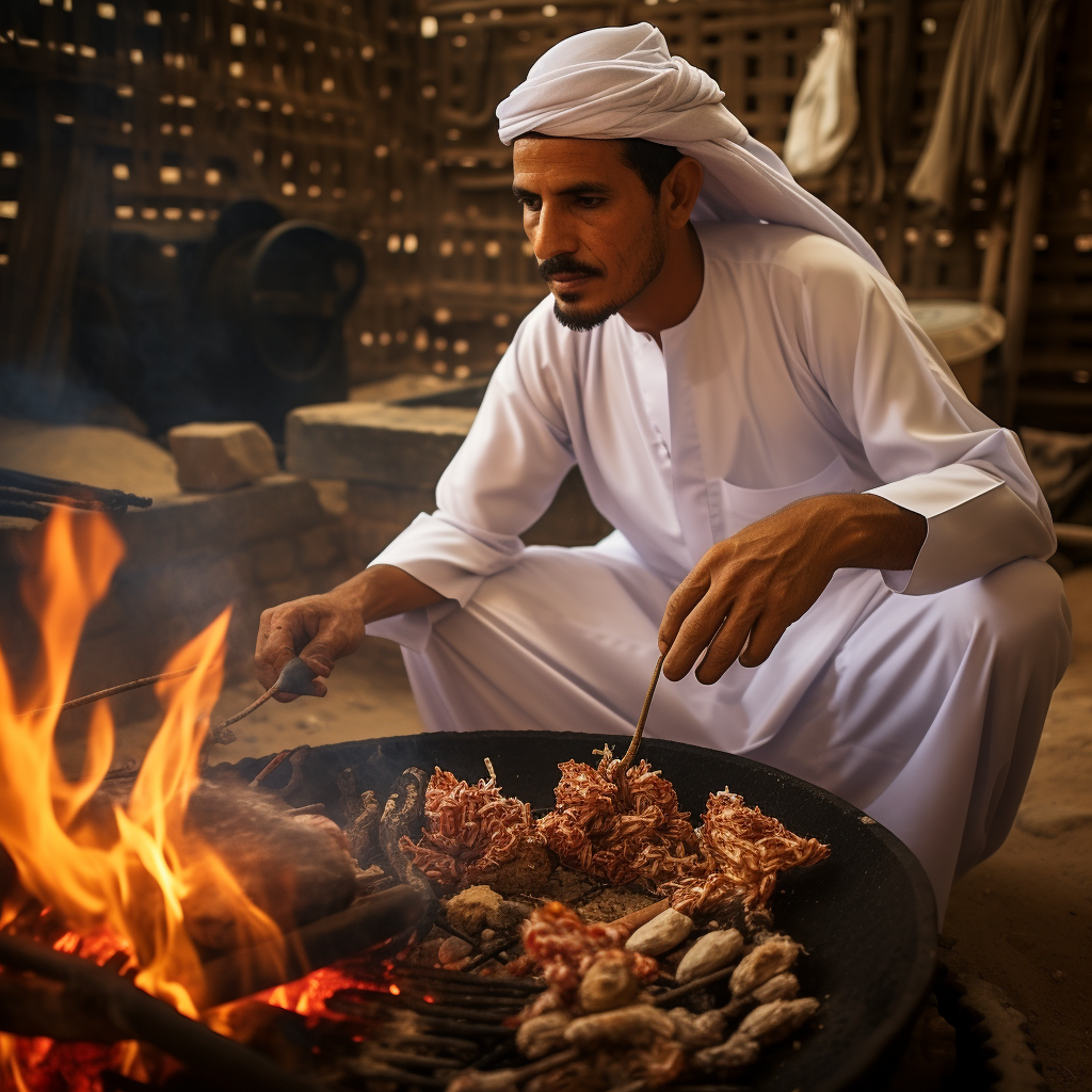 Delicious Bahraini kebab being cooked