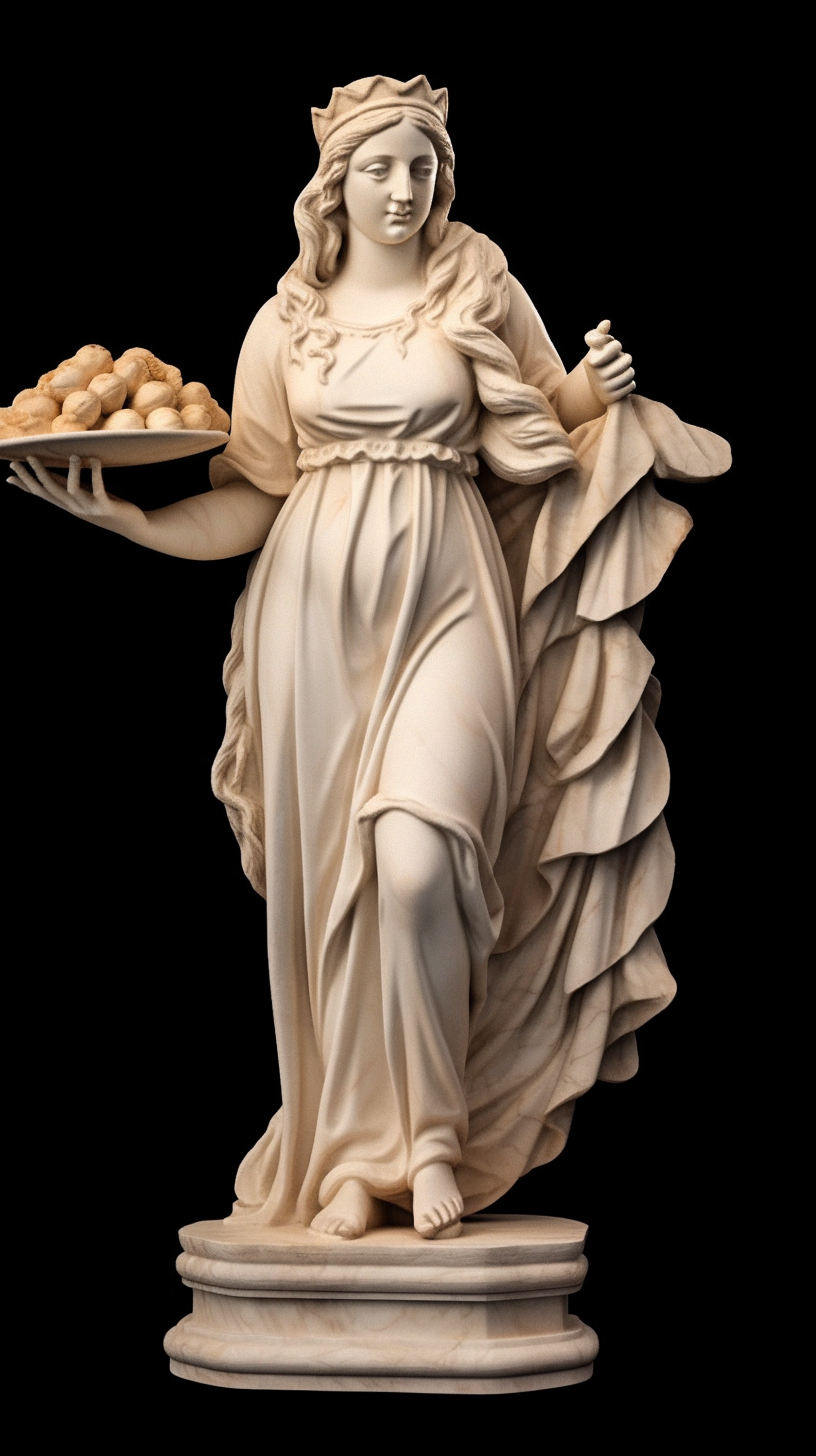 Renaissance Bajan woman holds pizza slices