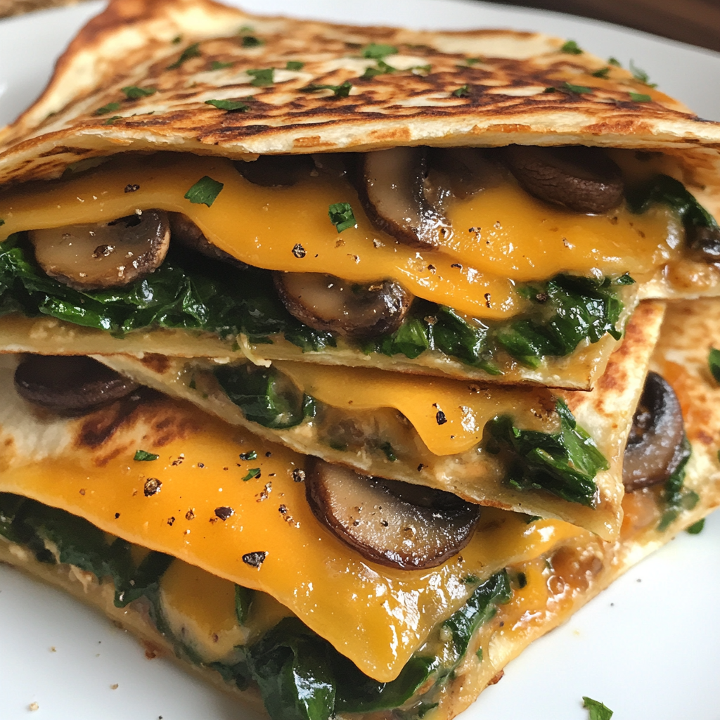 Spinach Mushroom Quesadillas Recipe Image