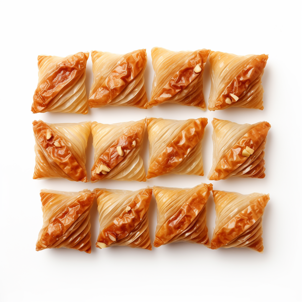 Mouthwatering baklava on white background