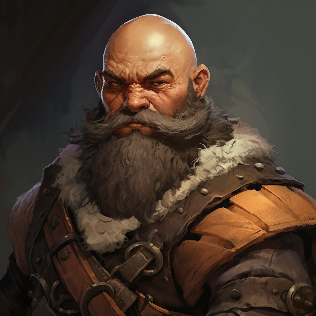 Concept art of a bald barbarian halfling