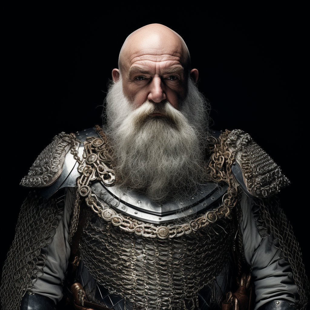 Bald Clerical Dwarf in Chainmail with White Hair and Beard