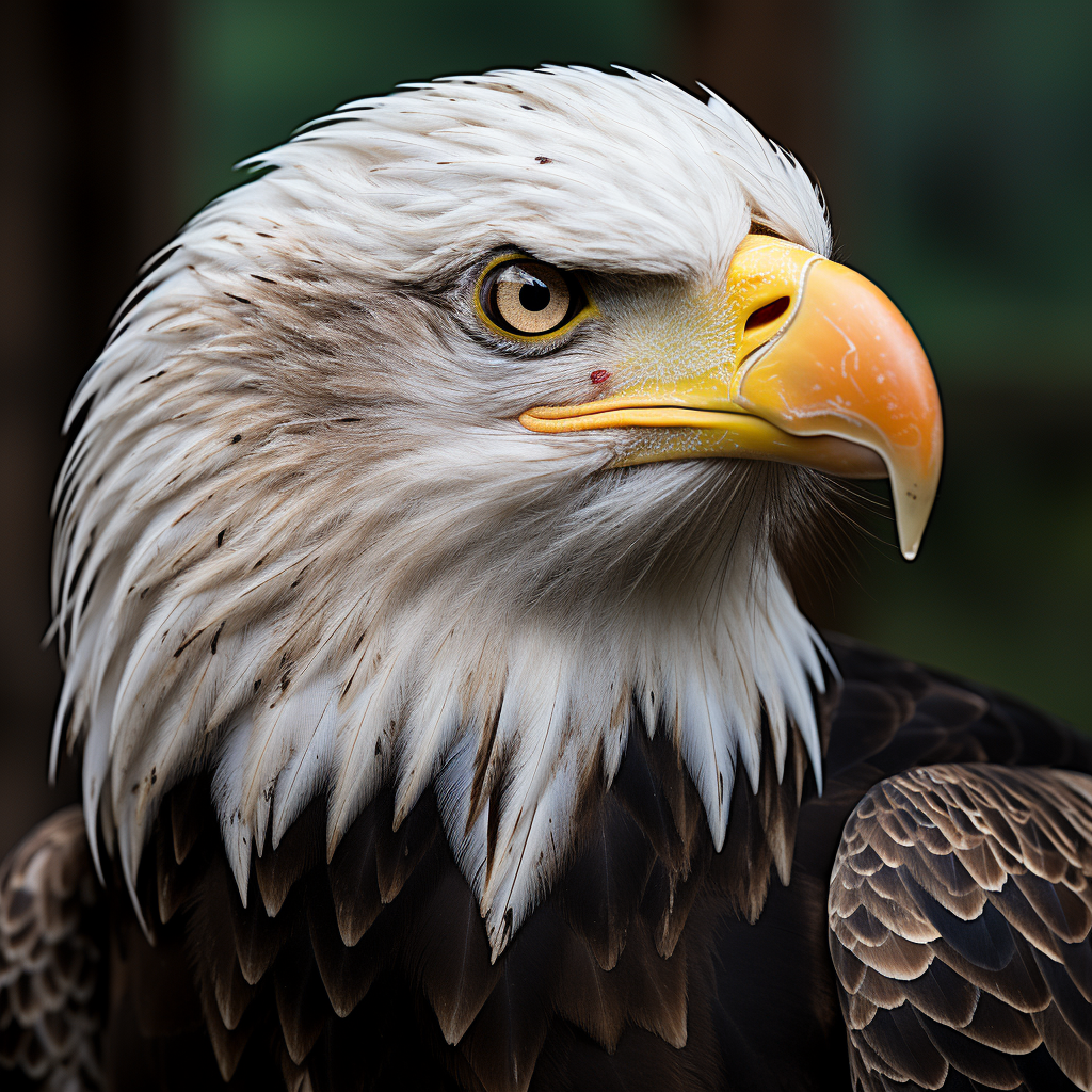 Majestic bald eagle in profile view