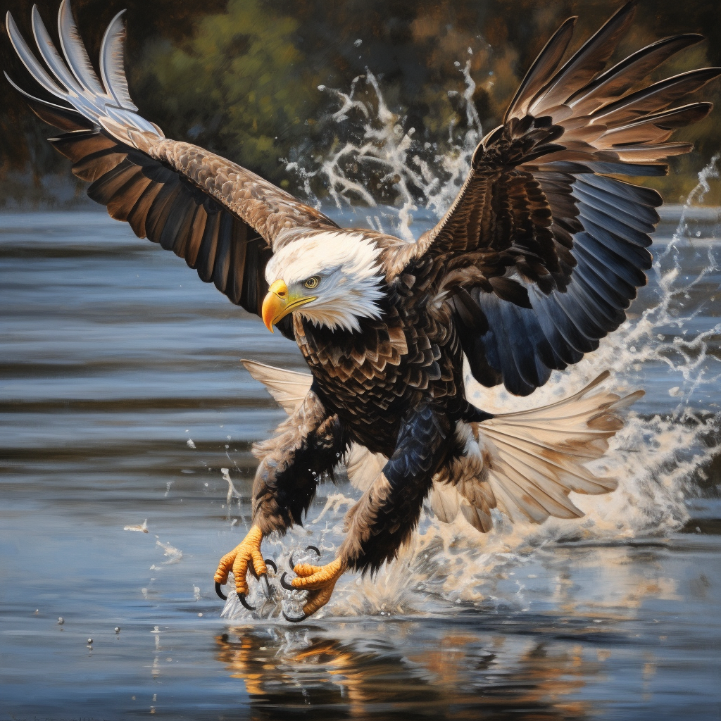 Beautiful Bald Eagle with Bluegill Catch