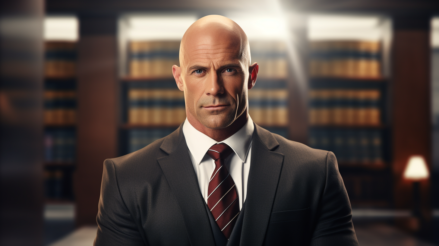 Bald handsome muscular man lawyer