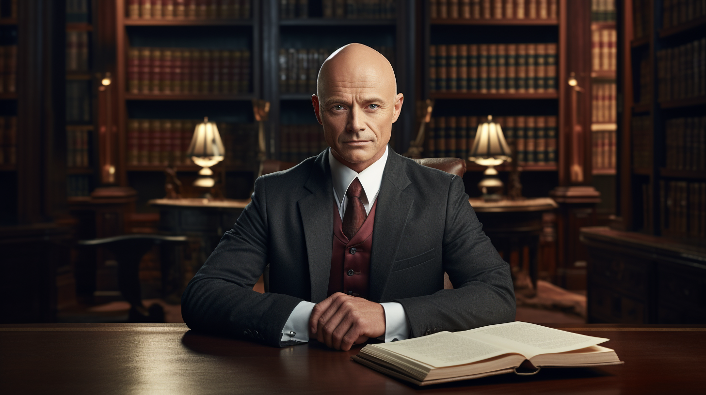 Bald man lawyer in law tv series