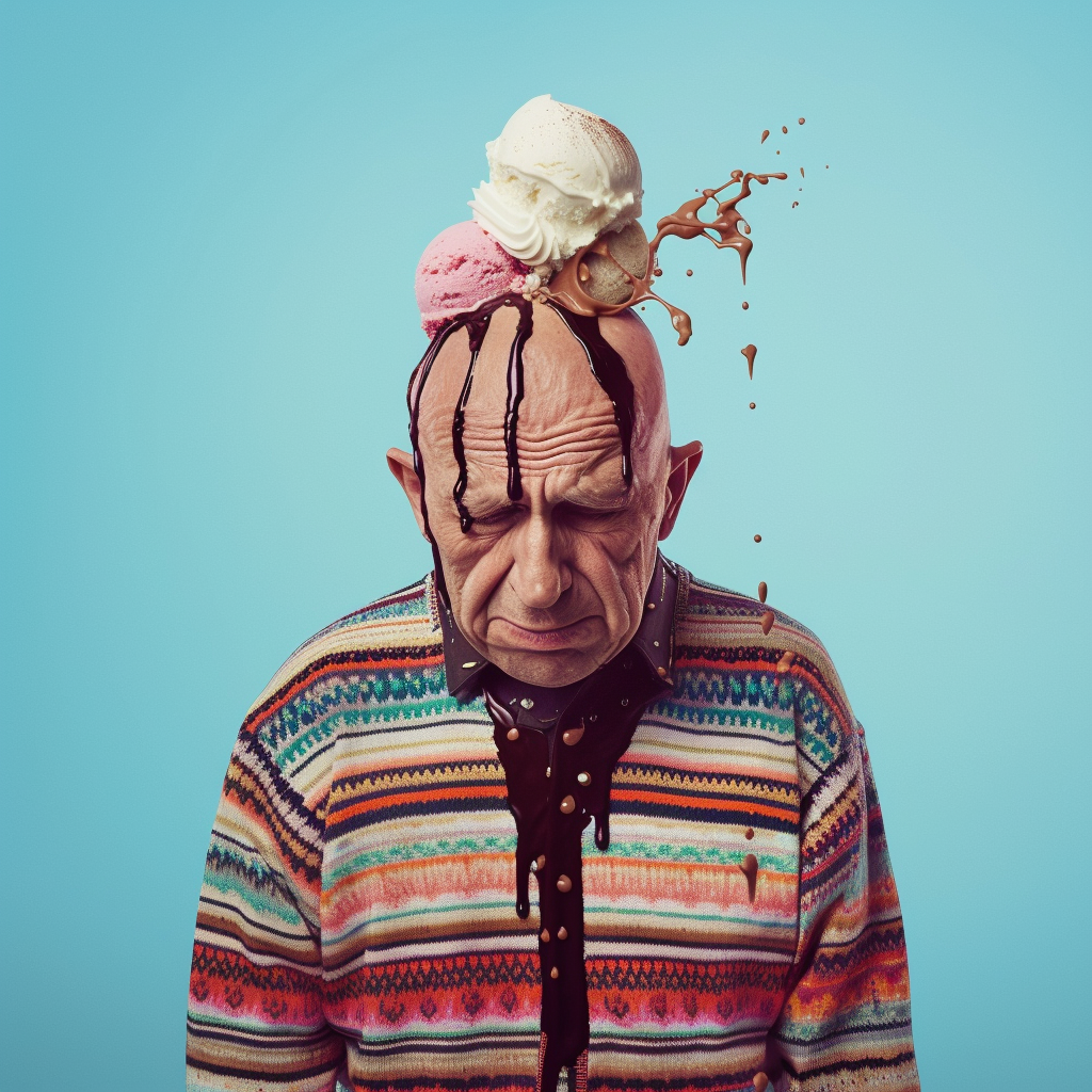 Bald man with ice cream