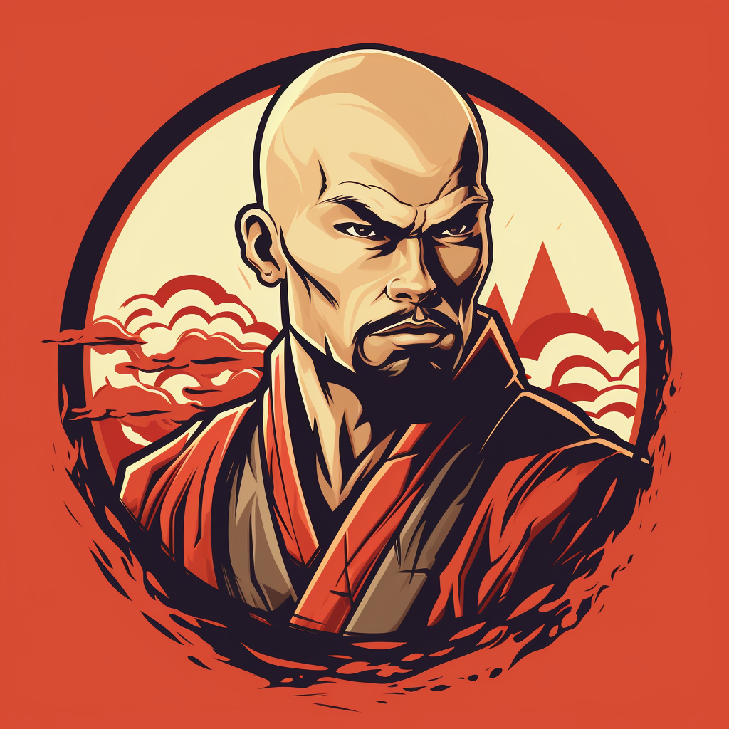 Bald Samurai with Short Beard Logo